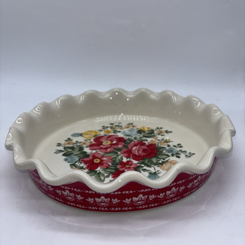 The Pioneer Woman Vintage Floral 9" Ruffle Top Stoneware Bake & Serve Pie Plate